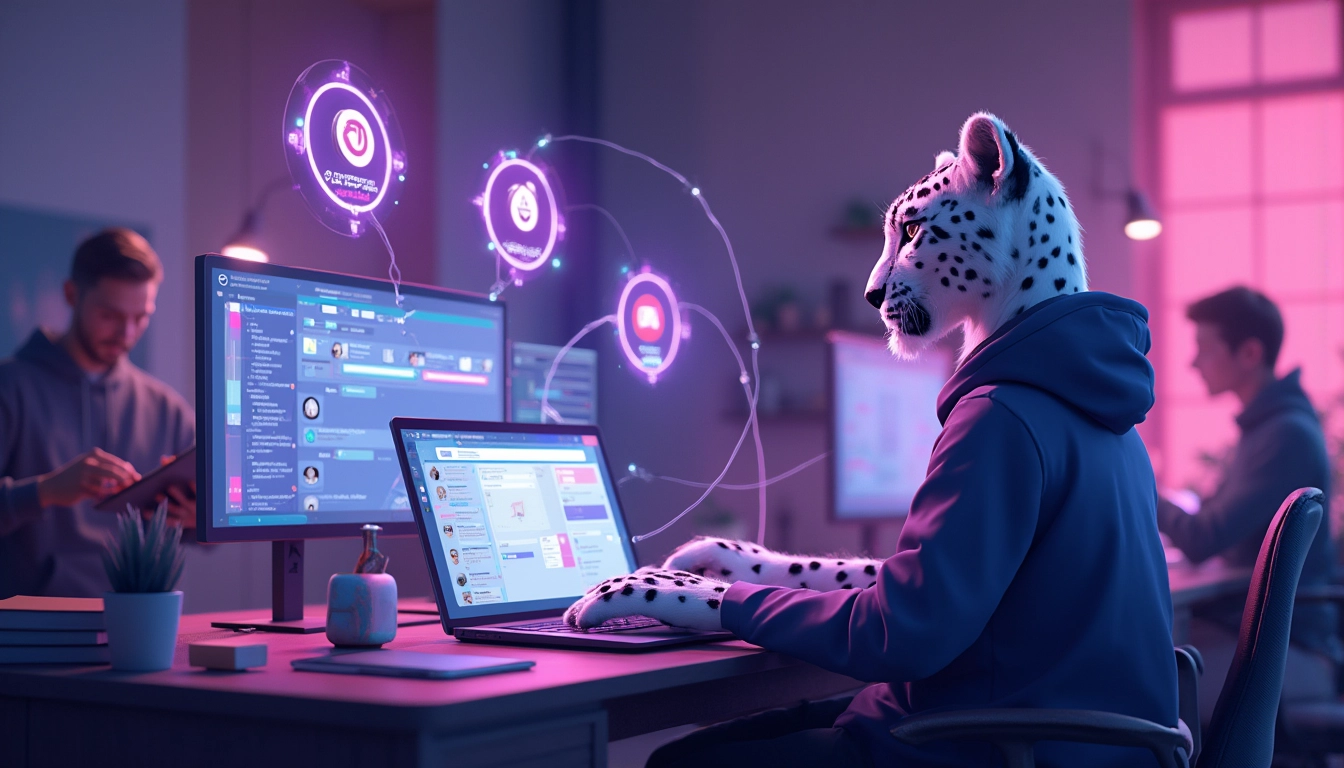 Dans un bureau moderne, un utilisateur crée un Zap sur la plateforme Zapier pour automatiser ses tâches quotidiennes.