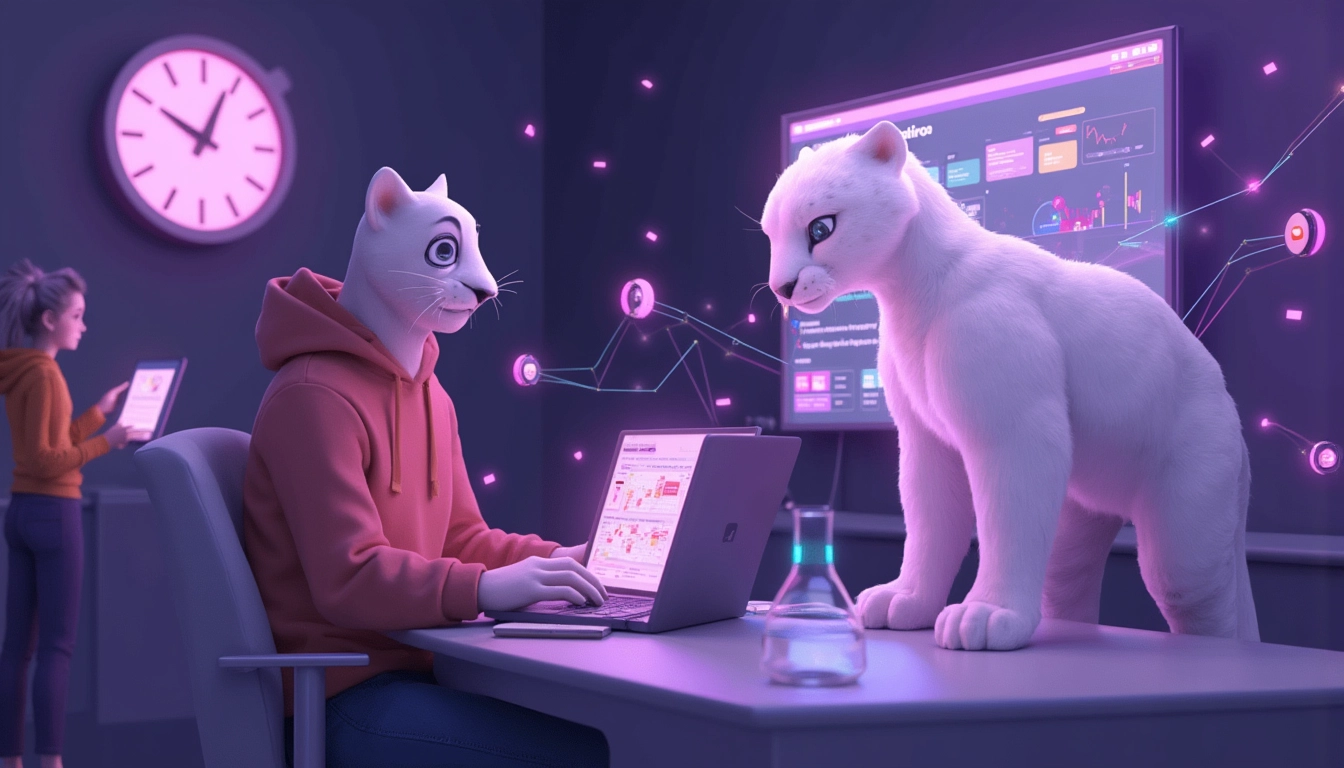Un bureau moderne avec des outils d'automatisation affichés à l'écran pour une meilleure productivité