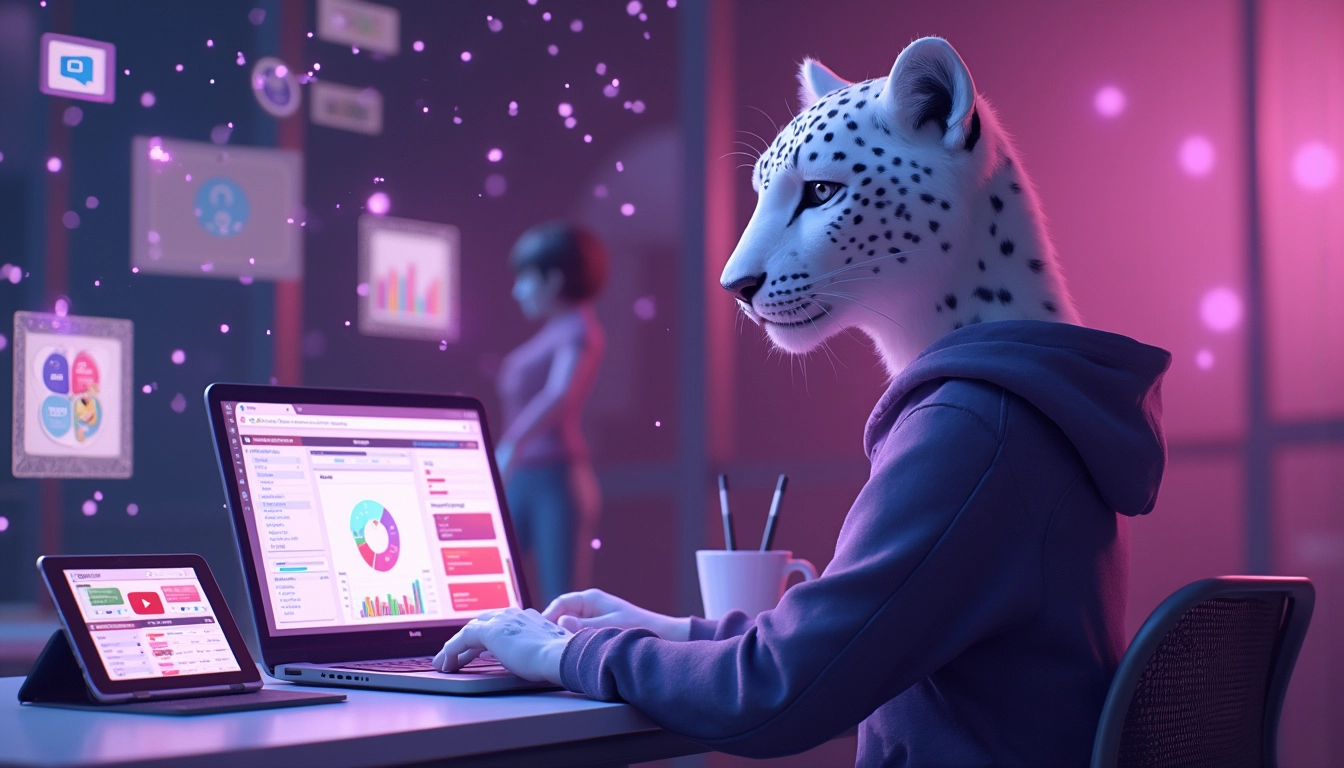 Illustration d'une équipe de professionnels utilisant des outils d'automatisation pour améliorer la productivité