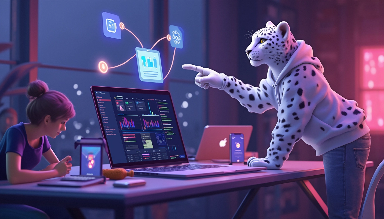 Illustration d'outils no-code pour automatisation et productivité au travail